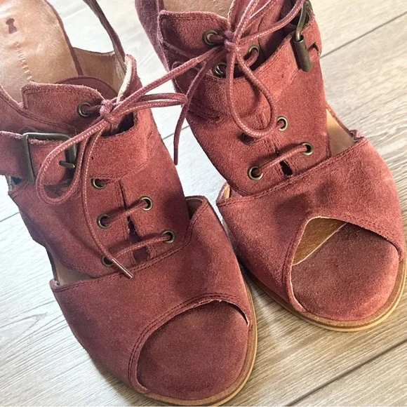 Anthropologie Schuler & Sons Philadelphia Lace Up Peep Toe Heels - Picture 4 of 11